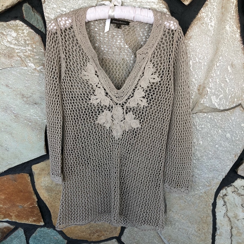 Great Tommy Bahama crochet fishnet coverup.